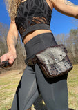 Load image into Gallery viewer, Brown Leather Pocket Belt, Dark Earthy Utility Belt, Burning Man Pocket Belt, Thigh Hip Bag