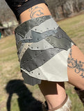Load image into Gallery viewer, OPHELIA, Grey Silver Warrior Skirt, Leather Utility Belt, Burning Man Costume, Fairy Belt, Rave Costume, Viking Belt