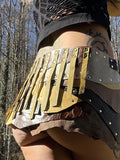 Load image into Gallery viewer, DANDELION, Earthy Brown Warrior Skirt, Leather Utility Belt, Burning Man Costume, Fairy Belt, Rave Costume, Viking Belt