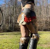 Load image into Gallery viewer, ALECTO,  Earthy Brown Warrior Skirt, Leather Utility Belt, Burning Man Costume, Fairy Belt, Rave Costume, Viking Belt