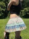 Load image into Gallery viewer, Blue and Green Bustle Skirt, Ruffle Festival Belt, Burlesque Skirt, Rave Costume, Pin Up skirt