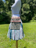 Load image into Gallery viewer, Wild and Free Teal Flowered Fringe Purse - Festival Ready Shoulder Bag