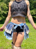 Load image into Gallery viewer, Party-ready Blue Polka Dot Bustle Skirt - Festival Belt, Burlesque Style, Pin Up Perfection