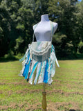 Load image into Gallery viewer, Vintage-Inspired Teal Lace Fringe Bag, Hippie Handbag, Eco-Friendly Boho Purse