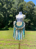 Load image into Gallery viewer, Green &amp; Blue Lace Boho Purse with Trendy Fringe Detail