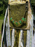 Load image into Gallery viewer, Vibrant Green Paisley Fringe Bag - Bohemian Statement Purse