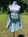 Load image into Gallery viewer, Fashion Forward Teal Lace Fringe Purse - Unique Hippie Handbag for Boho Chic Looks