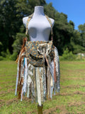 Load image into Gallery viewer, Embrace the Boho Vibe: Earthy Lace Fringe Purse, Hippie Handbag with Chic Embellishments!