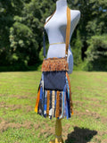 Load image into Gallery viewer, Blue &amp; Copper Festival Fringe Purse: A Hippie Shoulder Bag for Boho Fashionistas