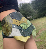 Load image into Gallery viewer, SOBEK, Green Leather Skirt, Burning Man Skirt, Steampunk costume, Dance Belt, Warrior Viking Belt Costume