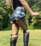 Load image into Gallery viewer, Magical NORTH STAR Blue Leather Skirt for Burning Man and Warrior Viking Costume
