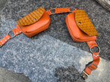 Load image into Gallery viewer, Leather Pocket Belt, Orange Utility Belt, Burning Man Pocket Belt, Fanny Pack