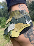 Load image into Gallery viewer, SOBEK, Green Leather Skirt, Burning Man Skirt, Steampunk costume, Dance Belt, Warrior Viking Belt Costume