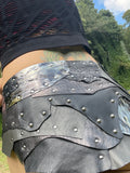 Load image into Gallery viewer, NANE, Handmade Leather Skirt: Black and Grey Steampunk Warrior Viking Costume with a Twist