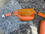 Load image into Gallery viewer, Leather Pocket Belt, Orange Utility Belt, Burning Man Pocket Belt, Fanny Pack
