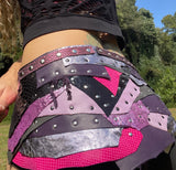 Load image into Gallery viewer, CENTER STAGE, Stand out with style! Vibrant Pink and Purple Leather Rave Skirt for Burning Man and beyond